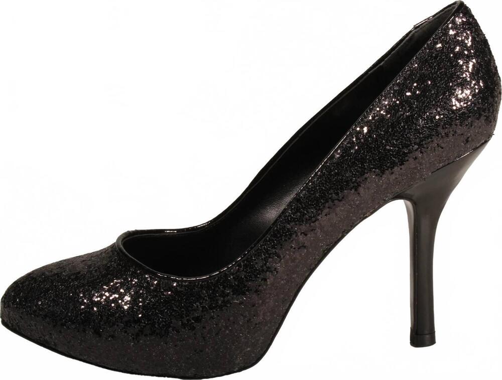 NEW NINA women's zelda heeled pump in black chunky glitter